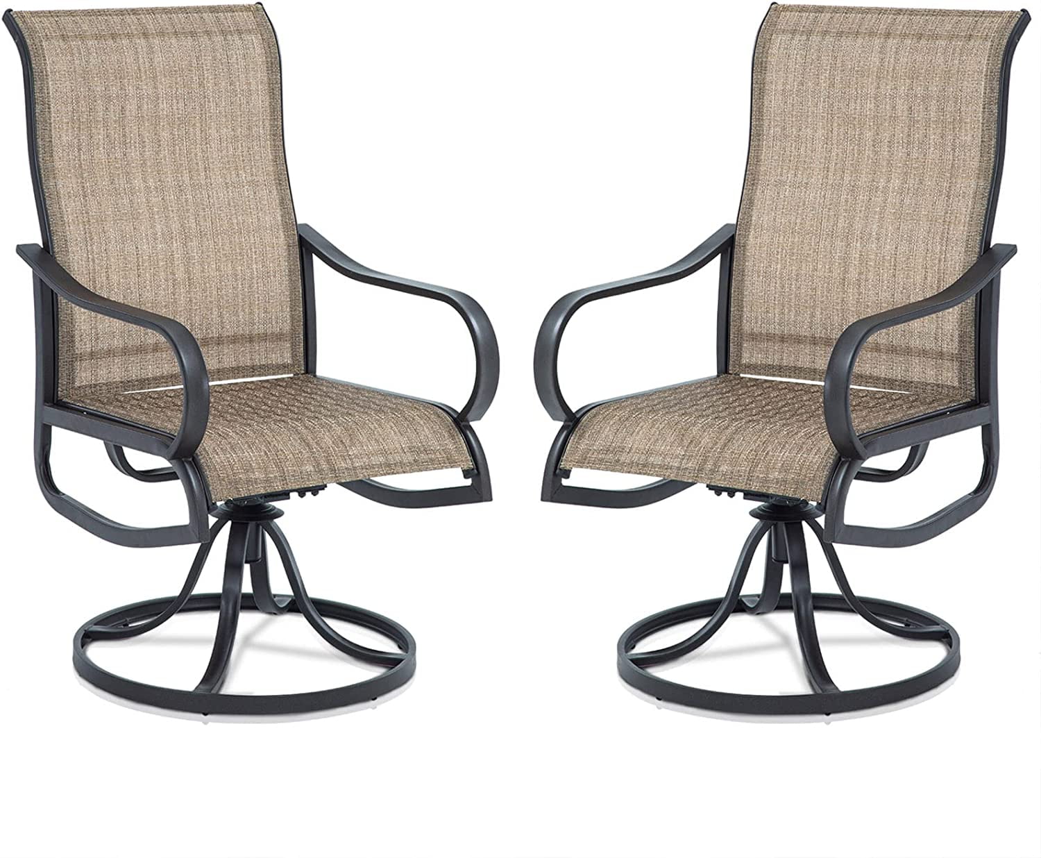Amopatio Patio Swivel Chairs Set of 2, High Back Outdoor Dining Chair