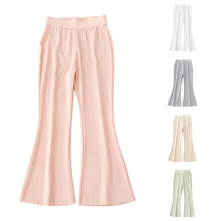 WDDDD Girls Ice Silk Flared Proof Elastic Soft Outdoor Pants Pink 7-8 Years