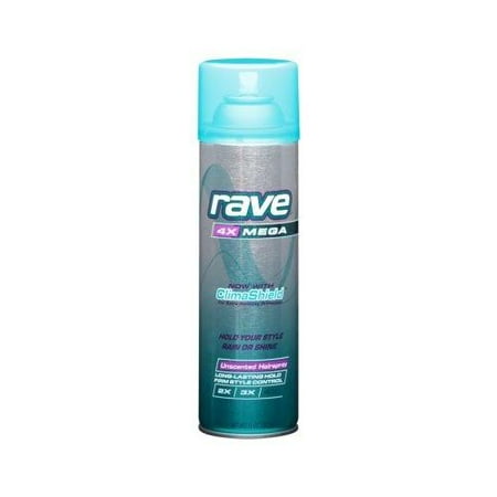 Rave 4X Mega Aerosol Hairspray Now With ClimaShield, Unscented 11 Oz