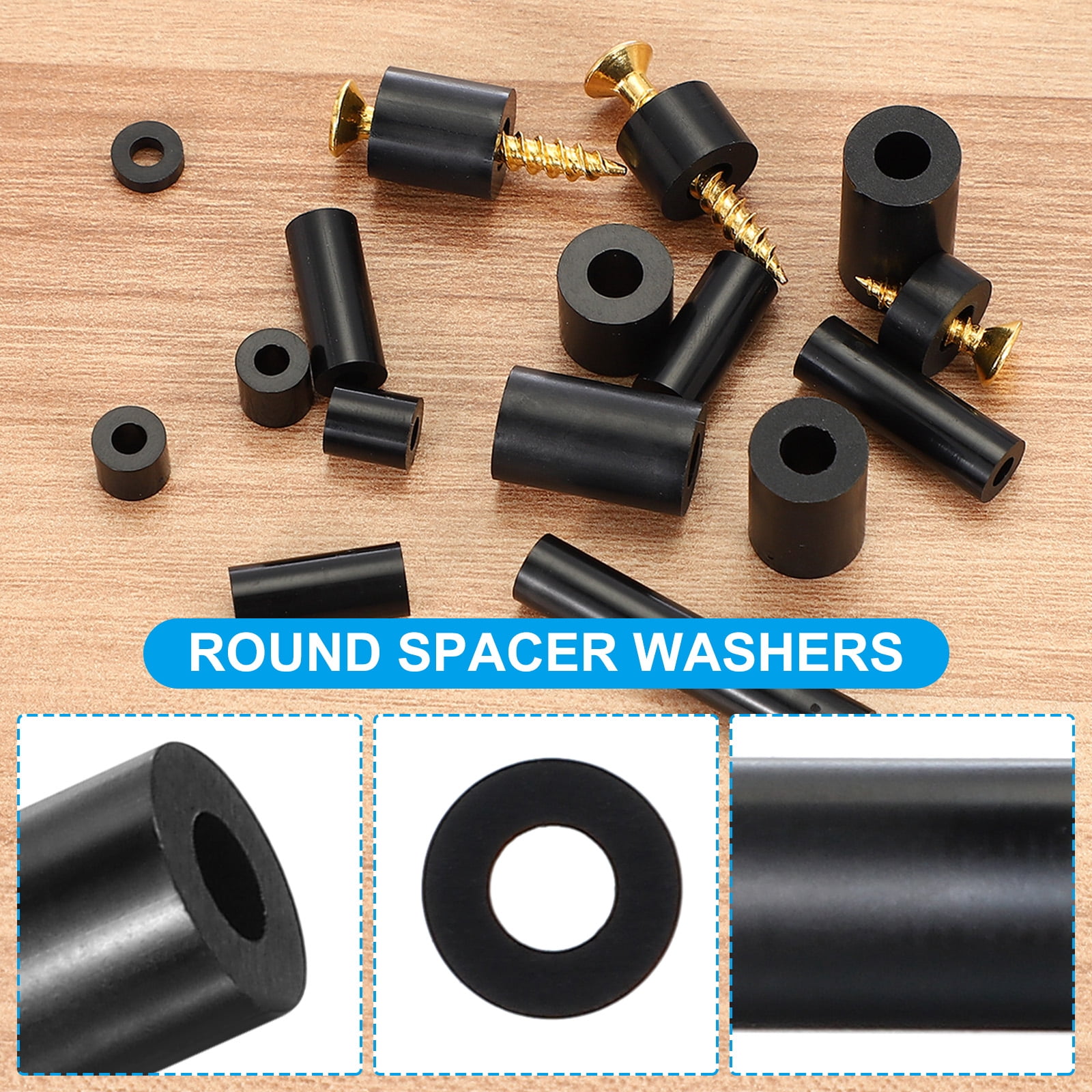 Uxcell 120Pcs M8 ABS Spacers 5/16" ID x 9/16" OD x 23/32" L Plastic Round Spacer Washers Black Standoff Nut Unthreaded for M8 or 5/16 inch Screws Bolts Electrical Outlet