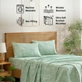 thumbnail image 4 of THD Leaves 4-Piece Printed Patterned Floral Green Bed Sheets Set - Wrinkle Resistant & Ultra Soft - Fits Mattresses up to 15 Inches Deep (Queen), 4 of 6