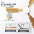 thumbnail image 3 of Sofucor 48 Inch Smart Ceiling Fan with Lights and Remote/APP Control, Compatible with Alexa/Google, 3 Blade Yellow White Solid Wood Low Profile Ceiling Fan for Indoor Outdoor Bedroom Farmhouse Patio, 3 of 8