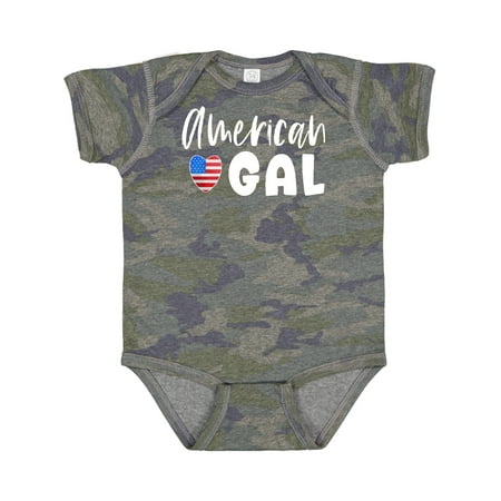 

Inktastic 4th of July American Gal with Heart Flag Girls Baby Bodysuit