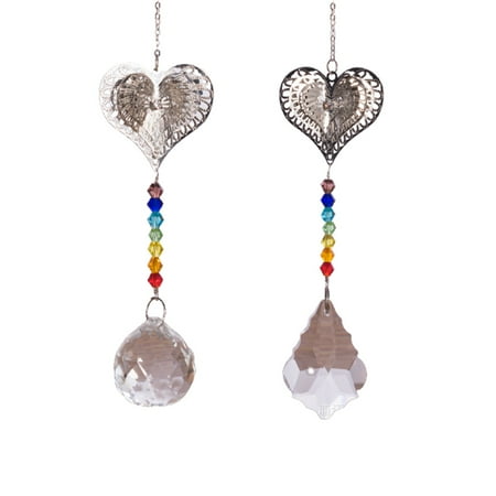 

Crystal Suncatchers Chakra Love Hearts Hanging Pendant Prism Windows Decorations Pack of 2