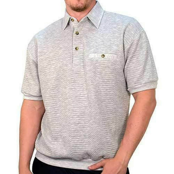 Palmland Big and Tall French Terry Short Sleeve Banded Bottom Polo Shirt