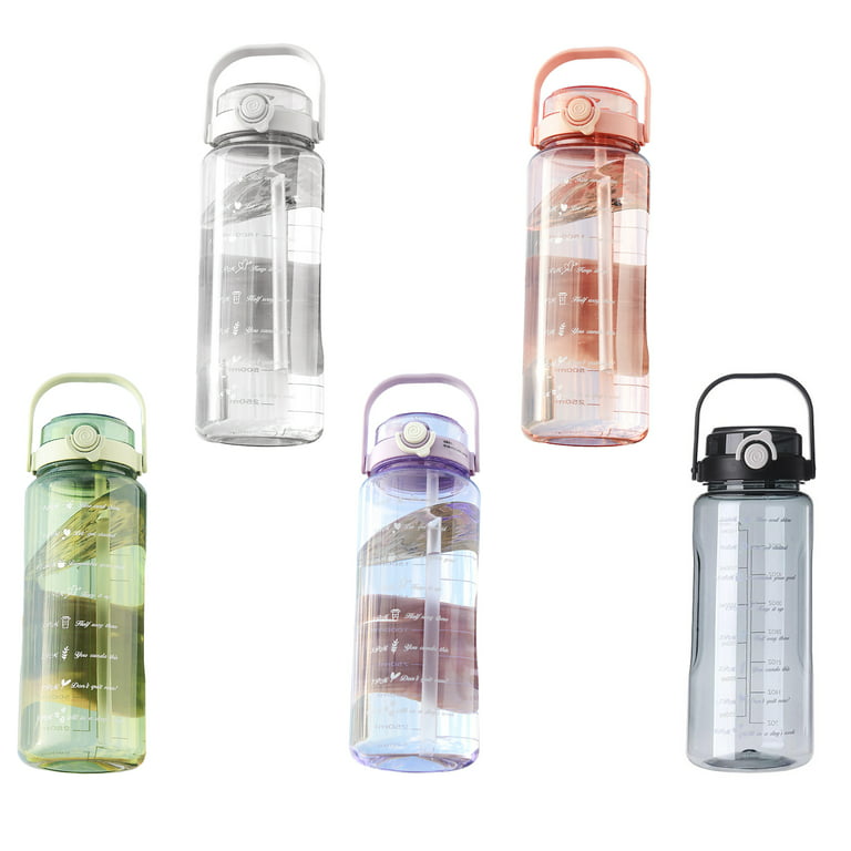 Water Bottle with Straw 2 Liter Large Clear Black Portable Travel Bottles  Sport