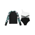 thumbnail image 4 of YEAHDOR Girls Two-pieces Swimsuit Swimwear Sun Protection Swim Shirt with One-piece Swimsuit Rashguard Black 8, 4 of 7