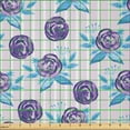 thumbnail image 2 of Ambesonne Floral Fabric by the Yard Microfiber, Abstract Roses on Stripes, 10 Yards, Pale Pink Sky Blue, 2 of 2