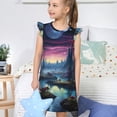 thumbnail image 4 of Balery Fantasy Landscape Starry Night Camisón de princesa para niñas, pijama de algodón con mangas abullonadas, suave y bonito.-Medium, 4 of 6
