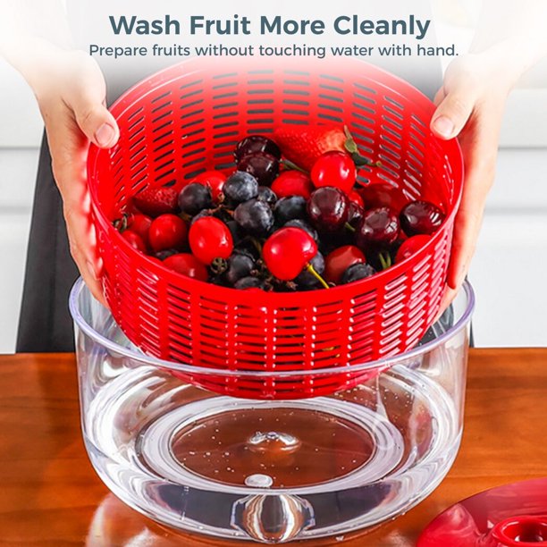 Essoreuse à Salade Manuelle 3 Litres - Bol Transparent Avec égouttoir - Pour Fruits, Légumes, Lavage - Matériau PP