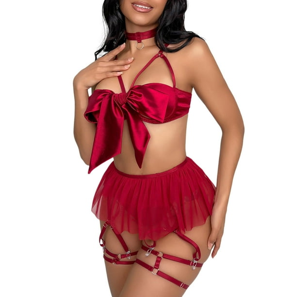 Gibobby Lencería sexy para mujer Lencería sexy babydoll para mujer, camisón halter, babydoll para mujer, lencería sexy para sexo(Rojo, M)