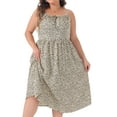 thumbnail image 2 of DARING DIVA Plus Size Tie Front Spaghetti Strap Midi Floral Dress 1X Beige, 2 of 6