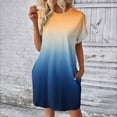 thumbnail image 2 of Nrmvnmi Summer Dresses for Women 2024 Casual Gradient T Shirt Dress Loose Roll Up Short Sleeve Round Neck Tunic Dress with Pocket for Women Orange XLMothers Day Gifts, 2 of 6