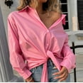 thumbnail image 6 of jsaierl Fashion Women Casual Lapel Long Sleeve Solid Color Shirt Top Single-Breasted Cardigan Blouse, 6 of 9