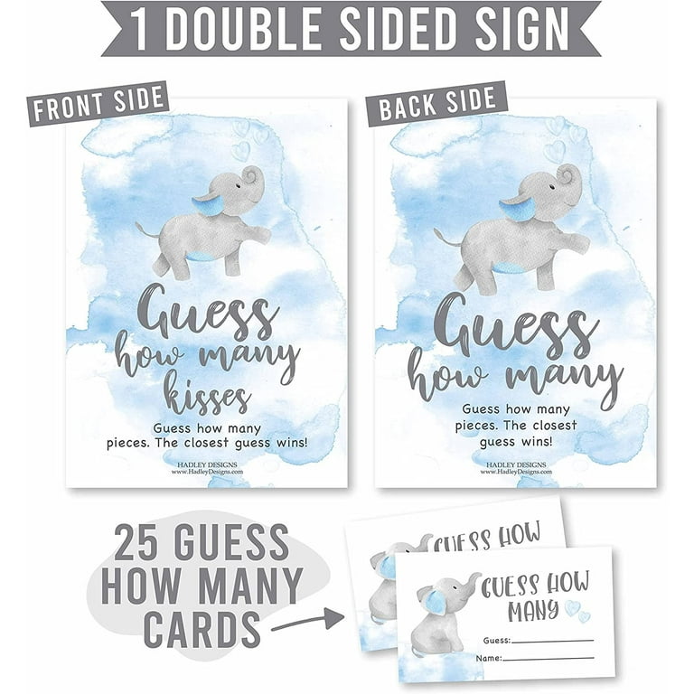 Elephant Baby Shower Games Printable Pack, Blue Grey Baby Shower Games –  Studio 118