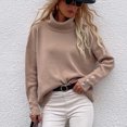 thumbnail image 2 of Lovskoo Sweaters for Women Turtleneck Long Sleeve Solid Color Sweater Top Khaki, 2 of 7