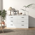 thumbnail image 5 of Ktaxon 52.8'' Drawer Dresser Chest of 6 Drawers, Wooden Dresser Tower with Steel Frame, Storage Cabinet for Bedroom, Living Room, Hallway, White, 5 of 6