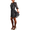 thumbnail image 3 of Peach Couture Sexy Women Zebra Zig Zag Casual Chiffon Cocktail Short Mini Dress, 3 of 4