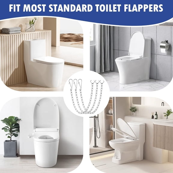 Universal Stainless Steel Toilet Flip Chain by Dusknt Toilet Flapper Chain Replacement Kit Stainless Chain with Hook Ring Most Toilet Tank Handles