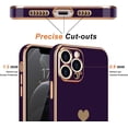 thumbnail image 3 of LAICAIW Compatible with iPhone 12 Pro Case for Girl Women Cute Love-Heart Luxury Plating Soft Back Cover Raised Camera Protection Bumper Silicone Shockproof Phone Case for iPhone 12 Pro, Dark Purple, 3 of 7