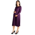 thumbnail image 5 of Maternity Boat Neck Fit N Flare Pocket Midi Dress, 5 of 11