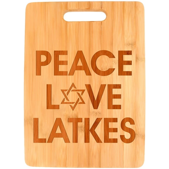 ThisWear Hanukkah Gifts for Women Hanukkah Peace Love Latkes Big Rectangle Bamboo Cutting Board