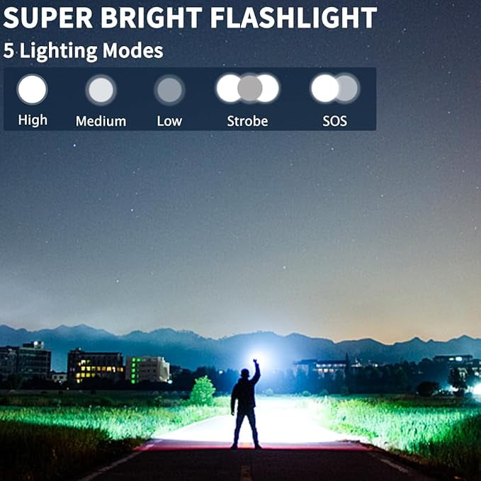 Rechargeable Flashlights 90,000 High Lumens - 2 Pack, Super Bright LED Flash