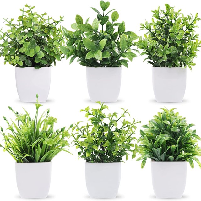 Yirtree - Plantas artificiales en maceta, topiario de plástico, plantas falsas, eucalipto artificial para decoración de mesa, hogar, oficina, centro de mesa