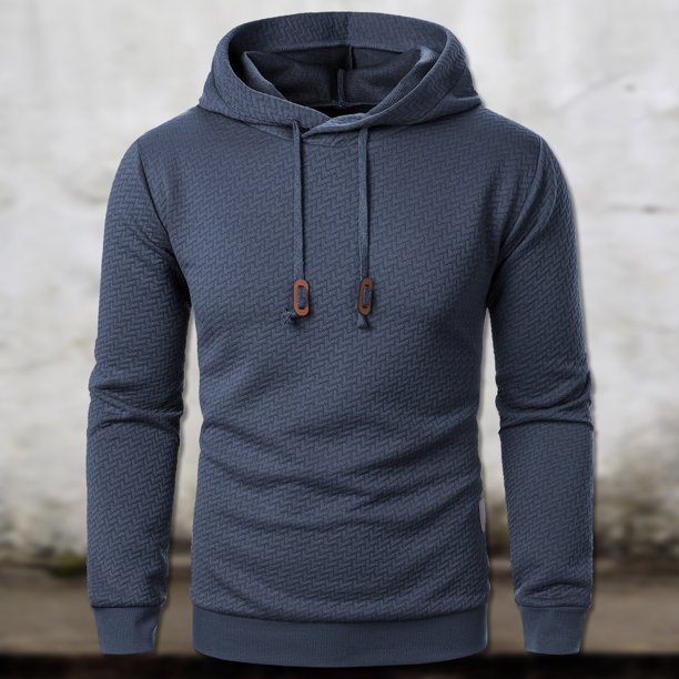 WILLBEST Sudaderas para Hombre, Sudadera con Capucha De Invierno para Hombre, Sudadera De Punto De Manga Larga De Color Liso con Bolsillo En Tejido Jacquard Mediana
