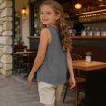 thumbnail image 6 of Resicozy Girls Striped Tank Tops Sleeveless Cotton Crew Neck Casual Loose Summer Shirt Breathable Tee 4-13 Years Black 150, 6 of 9