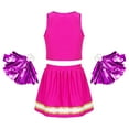 thumbnail image 2 of Sinleey Costume de Cheerleading pour Filles Uniforme de Cheerleader Robe Tenue de Fête Ensemble Haut avec Jupe Plissée et Pompons Rose Vif 8, 2 of 7
