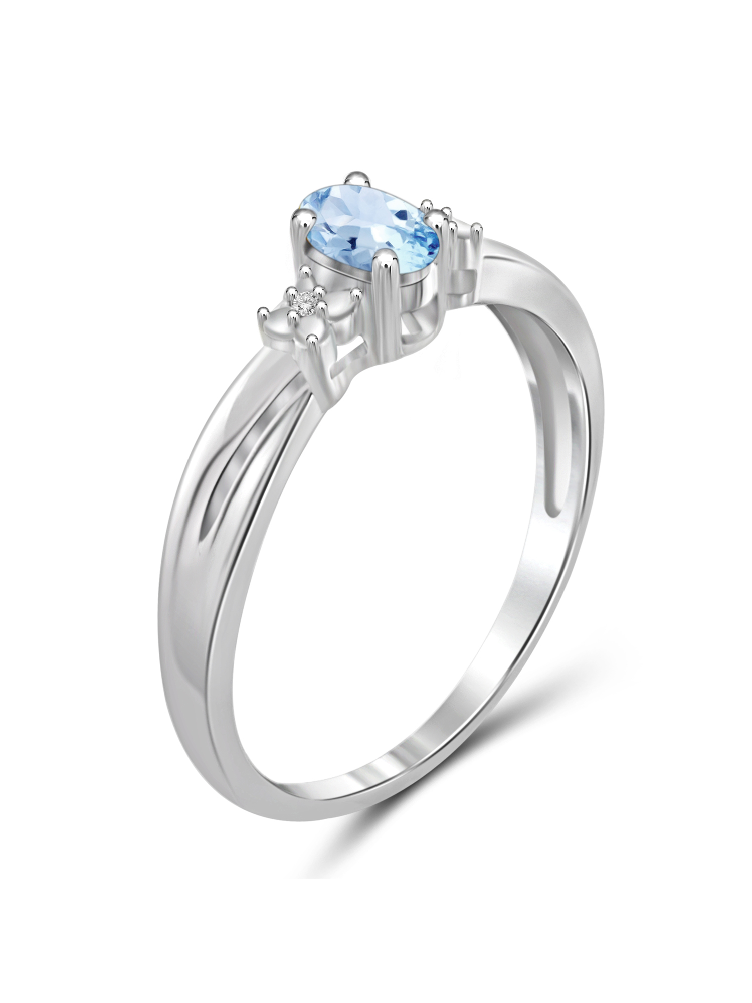 JewelersClub Sky Blue Topaz Ring Birthstone Jewelry – 0.25 Carat Sky Blue Topaz 0.925 Sterling Silver Ring Jewelry with White Diamond Accent – Gemstone Rings with Hypoallergenic 0.925 Sterling Silver
