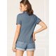 thumbnail image 5 of Camisa de Manga Corta Allegra K con Botones y cuello Peter Pan Azul polvoriento XS, 5 of 6
