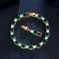 thumbnail image 2 of Green CZ Square Round Tennis Chain Bracelet for Brides Engagement Famous Jewelry, 2 of 9