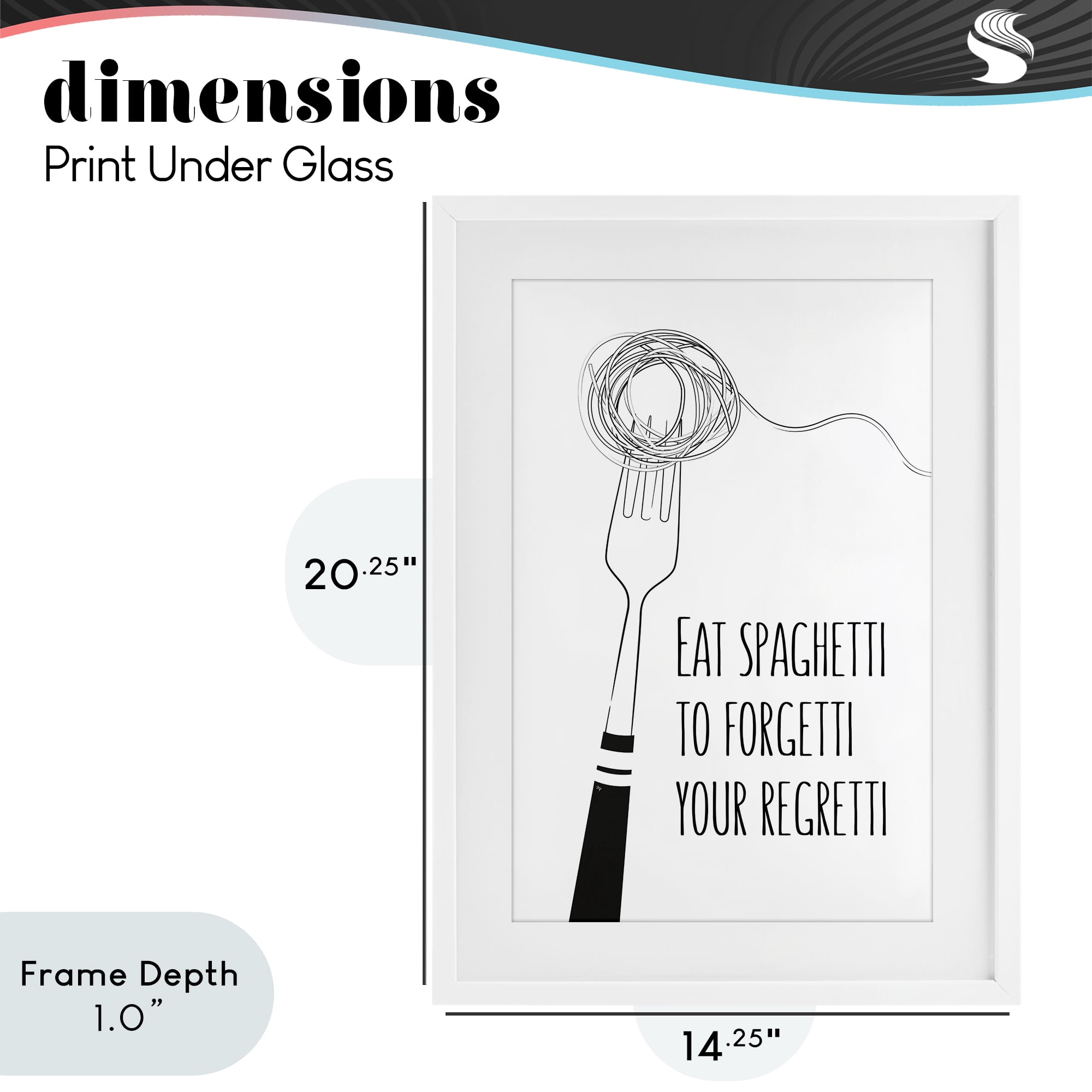 Stupell Industries Funny Spaghetti Sass White Framed Print Under Glass, design by Martina Pavlova
