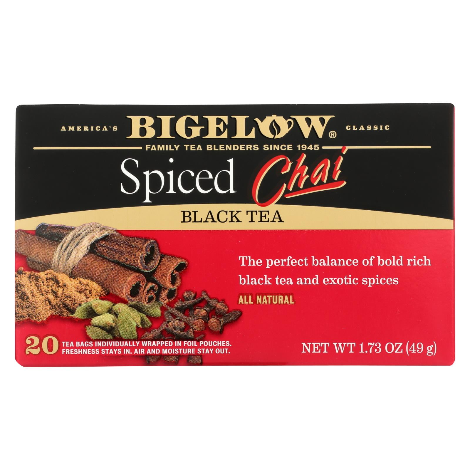 Bigelow Spiced Chai Black Tea Bags, 20 Count