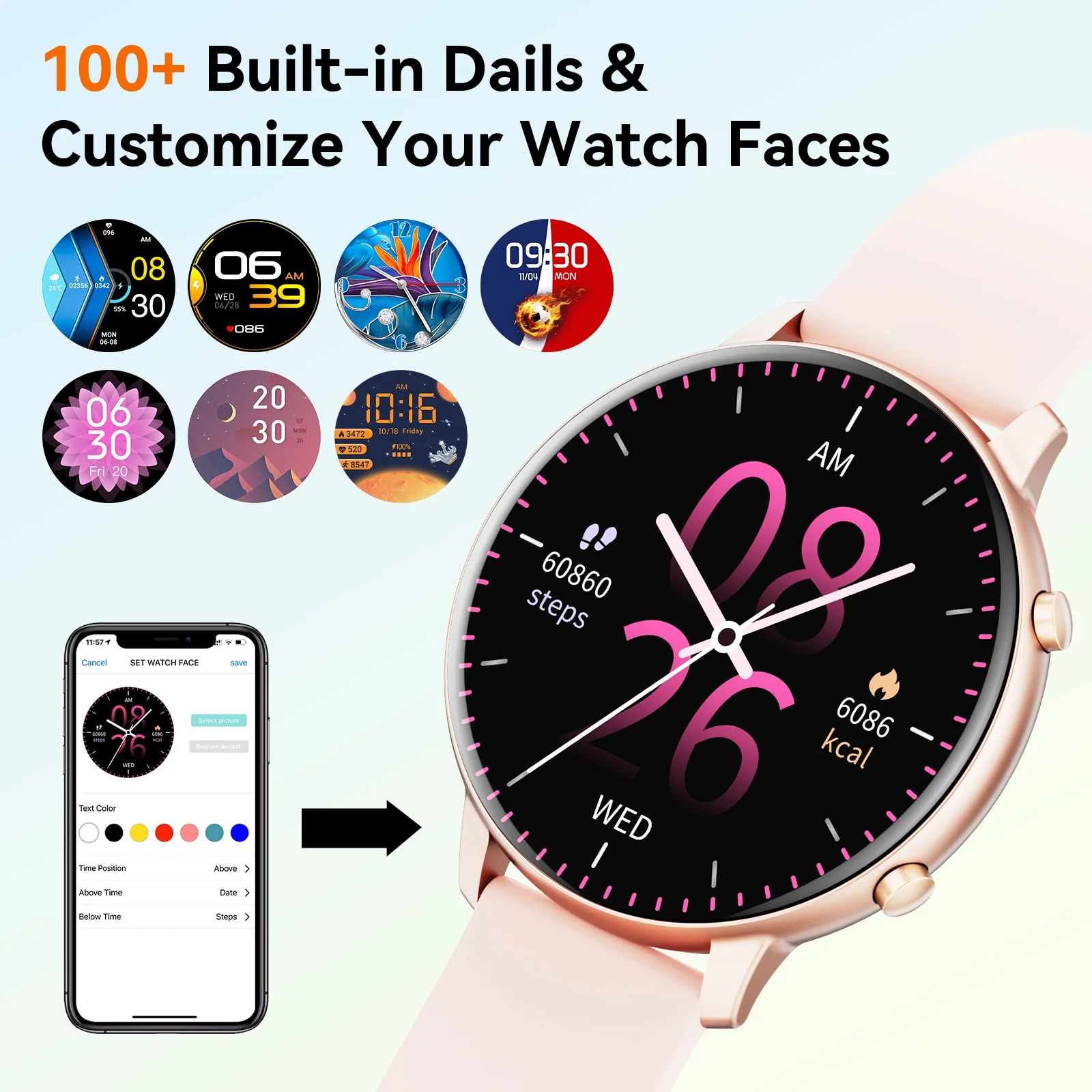 LBSAU Smart Watch Compatible with Android and iPhone, 1.83" HD Touchscreen, Answer/Make Calls/100+ Sports Modes/Message Reminder, IP68 Waterproof