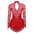 thumbnail image 5 of Aislor Women's Girls Ballet Dance Dress Lace Long Sleeve Figure Ice Skating Dress Leotard Dancewear, 5 of 7