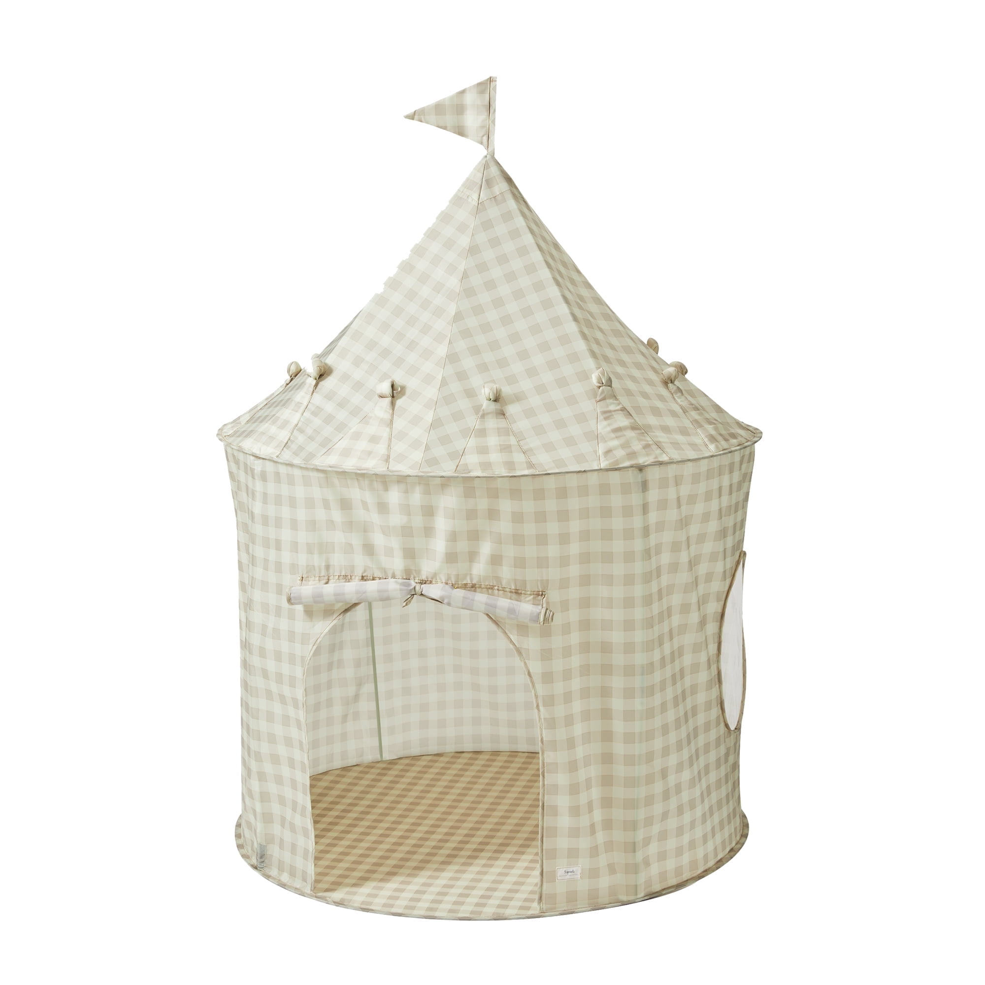 3 Sprouts Tente de Jeu et Tunnel 3-en-1 pour Enfants en Tissu Recyclé/terrazzo/beige