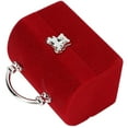thumbnail image 4 of Caja de joyería pequeña flocado rojo Retro pendiente collar caja de almacenamiento de viaje organizador de pulseras portátil, 4 of 5