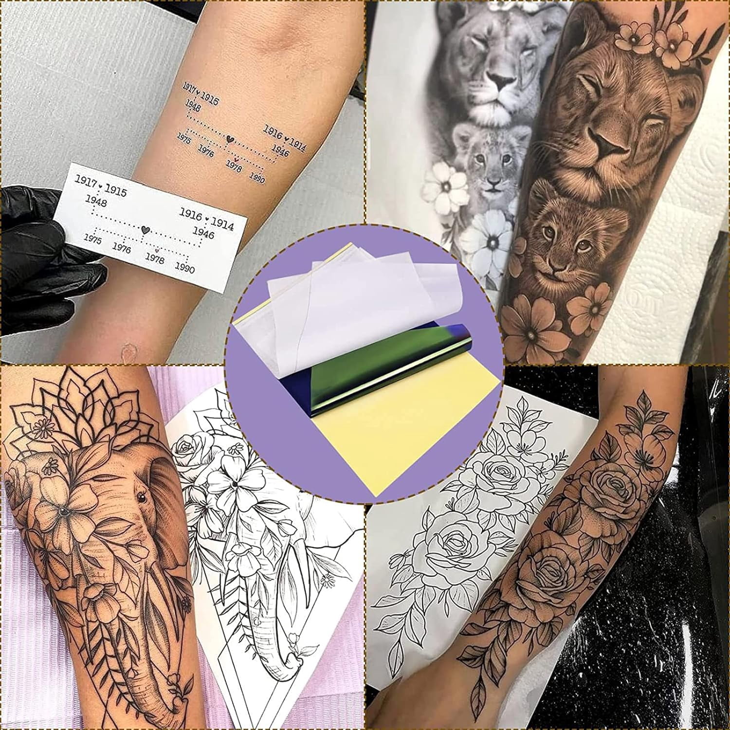 10/50/100 Sheets 4 PLY Tattoo Transfer Paper, A4 Size Stencil Transfer Tracing Paper for Tattooing, DIY Arts & Crafts