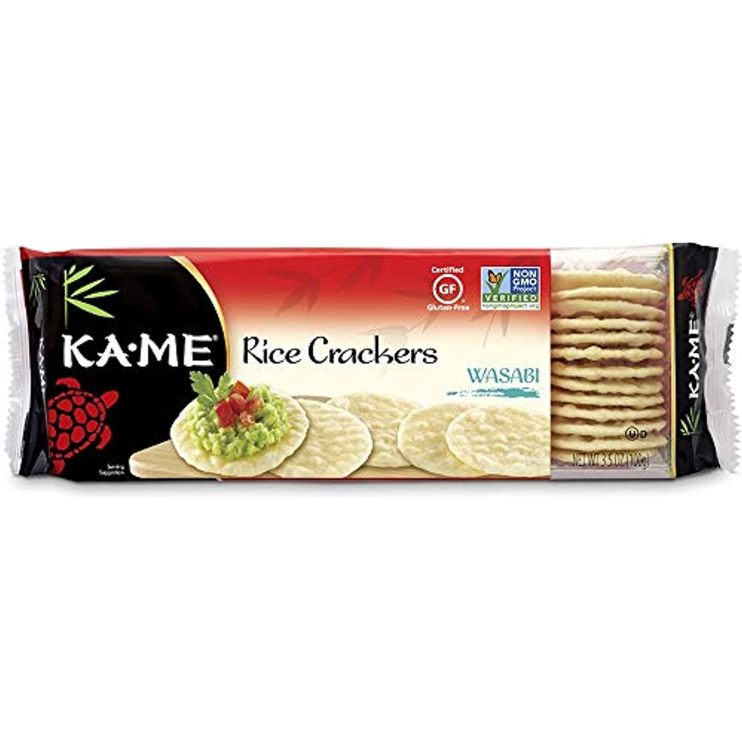 KaMe Gluten Free Rice Crackers, Wasabi, Non Gmo Snacks, 3.5 Ounce