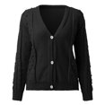 thumbnail image 4 of Vedolay Womens Cardigans Lightweight Button Down Cardigan Open Front Soft Knit Oversized Sweaters Coat Black,XL, 4 of 5