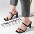 thumbnail image 3 of Square Toe Heels Sandals Women Heels Chunky Two Strap Low Heels Mule Sandals Slip On Block Heels for Party Dating Daily 2.75 Inch, 3 of 7