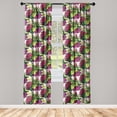 thumbnail image 3 of Ambesonne Floral Curtains, Dog Roses Repetitive Plot, Pair of 28"x95", Dark Pink and Lime Green, 3 of 5