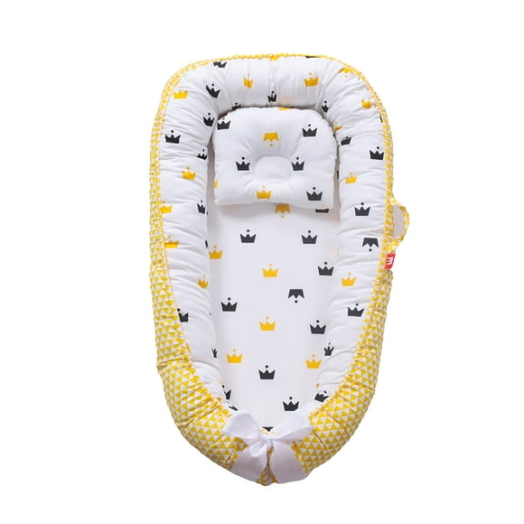 Kmbangi Baby Bed+Foldable Washable Floral Print Baby Cot with Pillow