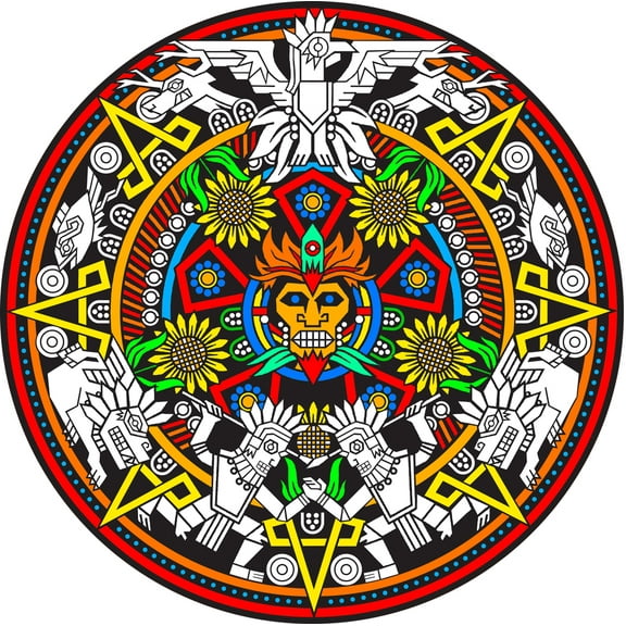 Mayan Fuzzy Mandala Coloring Poster - 20x20
