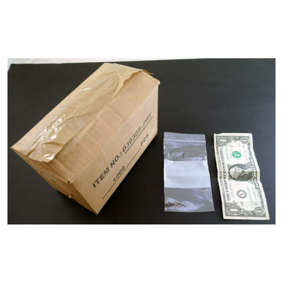 1000 Count Plastic Resealable Bags with White Strip for Labeling - 3x5 Inch - PLS-31305