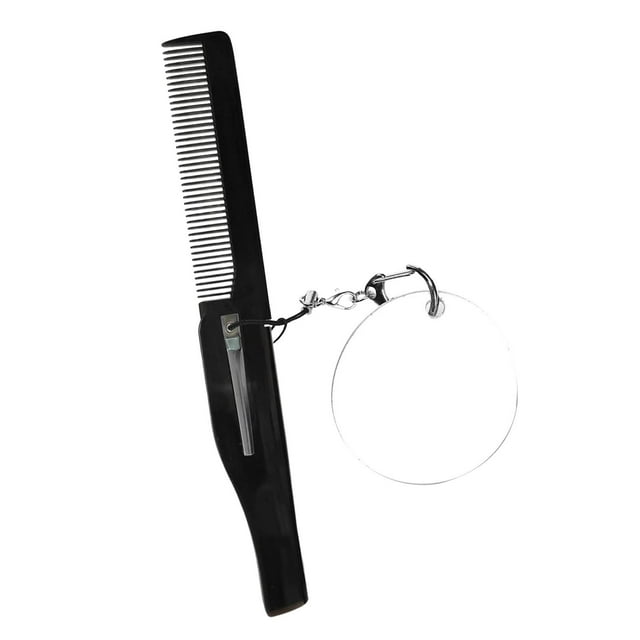 Peine para barba de bolsillo plegable con espejo, accesorio, regalo para barba, portátil, fácil de usar, duradero, fácil de manejar con llavero, peine Estilo C Yinane peine plegable de bolsillo