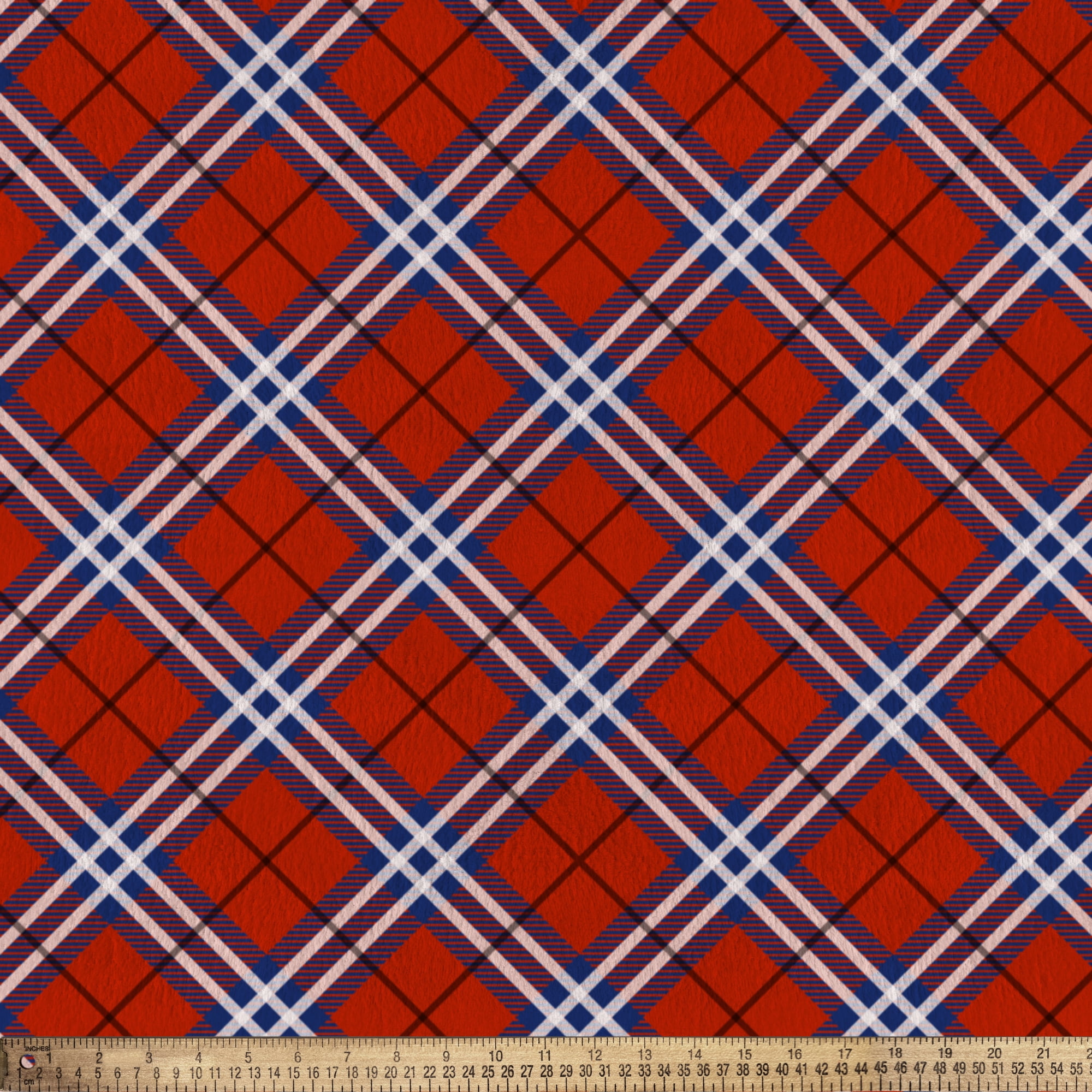 Mainstays 1.5 Yards 100% Polyester Brushed Fleece Woodland Check, Red, 60" Wide for Crafts